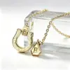 Wholesale Gold Plated Letter Necklace For Women With Handmade Copper Plated Chain And Zircon Inlay, Featuring UV Plating Process