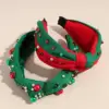 Wholesale Christmas Pearl Hairband Women's High Top Santa Claus Headwear Rhinestone Wide Edge Holiday Hair Accessory