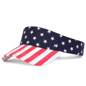 Wholesale American Flag Sport Sun Visor For Women With Curved Brim, Outdoor Use, Made Of Polyester