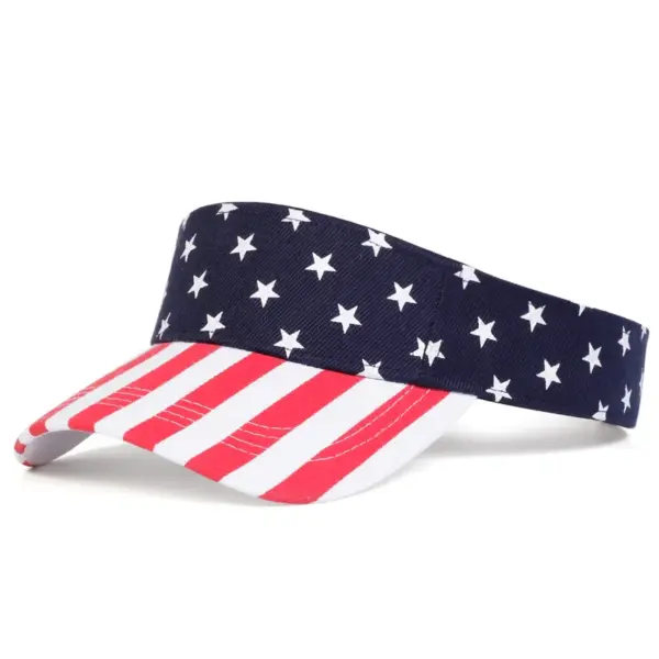 Wholesale American Flag Sport Sun Visor For Women With Curved Brim, Outdoor Use, Made Of Polyester