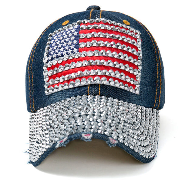 oly-1c861888fc1b6b68a8972ab8f4e09d8f Wholesale Baseball Cap US Flag Denim Diamond-encrusted Cap Sunshade Sunscreen Cap Tide Cap