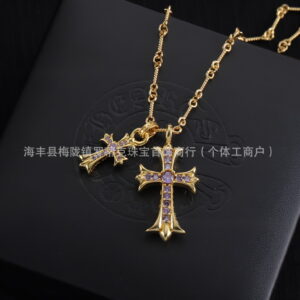 Gold purple diamond necklace