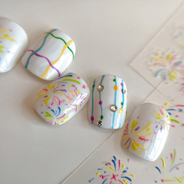 oly-1c9b2e55e5f53d598281392230245f62 Wholesale Fireworks bloom nail art stickers Year explosions bright with adhesive nail stickers relief three-dimensional nail jewelry