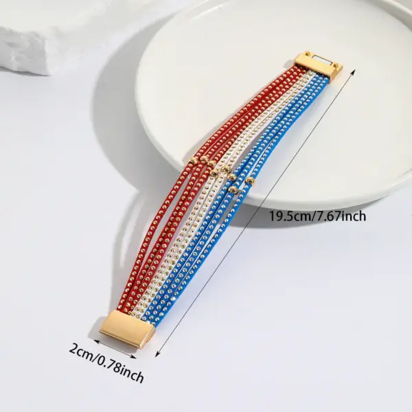 oly-1ca0da50b6ea1cba5f56b6b3c104874e Wholesale Ethnic Style Classic Style Circle American Flag Pu Leather Plating Women's Bangle