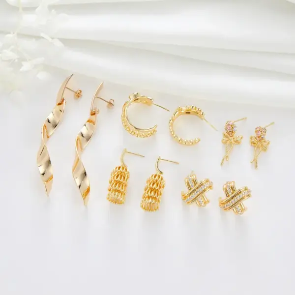 Wholesale Tassel Stud Earrings With Copper Craft And Zircon Inlay, Electroplated Finish, Featuring 925 Sterling Silver Ear Pins