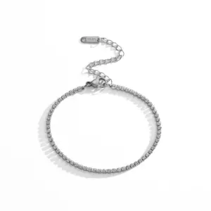 2mm Zircon Chain Bracelet-Silver 16cm + 5cm