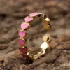Wholesale Romantic Sweet Heart Shape Copper Enamel Plating 18k Gold Plated Open Rings