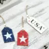 Wholesale Retro Style American Flag Hanging Ornaments For Independence Day Party, 3 Pieces Wooden Decorations