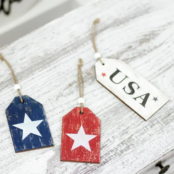 Wholesale Retro Style American Flag Hanging Ornaments For Independence Day Party, 3 Pieces Wooden Decorations