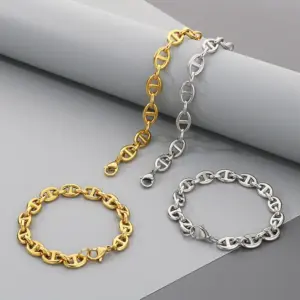 Wholesale Ion Plating (IP) 18K Gold Plated Geometric 304 Stainless Steel Simple Style Commute Waterproof Non Tarnish 304 Stainless Steel Bracelets
