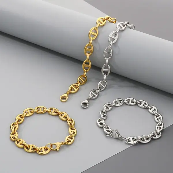 Wholesale Ion Plating (IP) 18K Gold Plated Geometric 304 Stainless Steel Simple Style Commute Waterproof Non Tarnish 304 Stainless Steel Bracelets