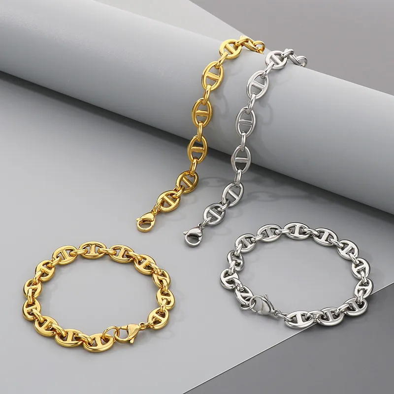 Wholesale Ion Plating (IP) 18K Gold Plated Geometric 304 Stainless Steel Simple Style Commute Waterproof Non Tarnish 304 Stainless Steel Bracelets