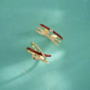 oly-1ce1fea48b900bdd4d527e24d21452fb Wholesale Snake-shaped Staggered Diamond Ring Women's Vintage All-match Niche Open Ring