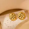 Wholesale Three-dimensional Geometric Stud Earrings For Women, 304 Stainless Steel With 18K Real Gold PVD Coated Plating, 0.03µm-0.05µm Thickness
