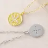 Wholesale Women's Copper Cross Pendant Necklace With 18K Gold Plated Claw Setting, Zircon Inlay, Cable Chain, 0.05-0.08µm Plating