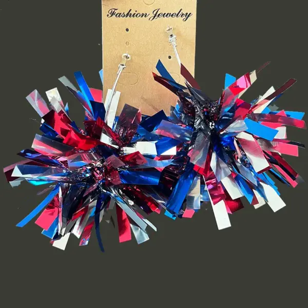 oly-1d039cdbd90d8eaccfabacd3fa6238e0 Wholesale Sparkling Street Style Independence Day Earrings Large Ball Exaggerated Drop Earrings Acrylic Geometric Pattern Original Design For Women - Nihaojewelry