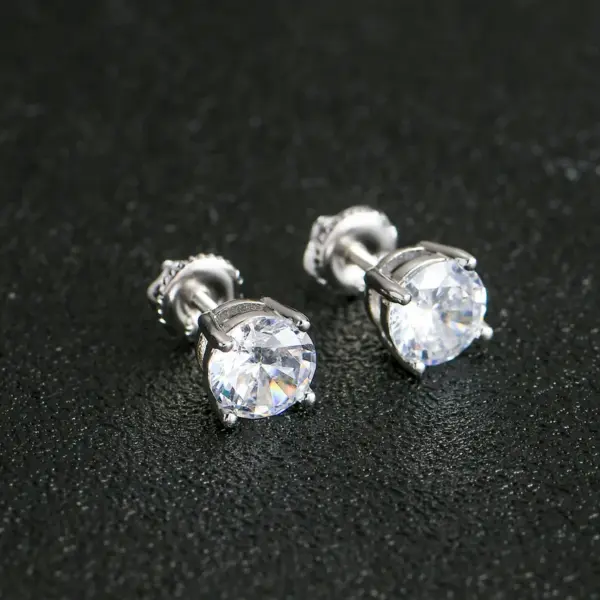Wholesale 925 Sterling Silver Hoop Earrings Unisex Simple Modern Hip-Hop Style Full Zircon Earrings Men Women Fashion Jewelry