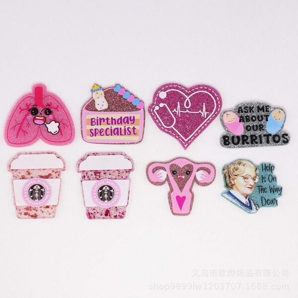 Wholesale loose powder cartoon organ beverage bottle personalized bag jewelry acrylic pin cute DIY patch