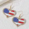 Wholesale Fashionable American Flag Heart Pendant Jewelry Set For Women Elegant Zinc Alloy Rhinestone Earrings Necklace And Bracelet