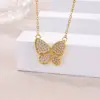 Wholesale Three-dimensional Palm Pendant Necklace For Women With 18K Real Gold Plated Copper And Zircon Inlay, PVD Coated Cable Chain