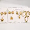 Wholesale Irregular 304 Stainless Steel Water Plated Gold Rhombus Spiral Waterdrop Necklace Earring Set Elegant Casual Jewelry Accessories For Women