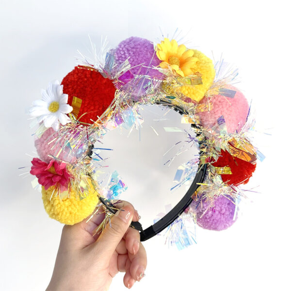 Wholesale Colorful Christmas Versatile Headband Carnival Three-Dimensional Party Headdress Red Year Holiday Fur Ball Headband for Women