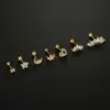 Wholesale 1 Piece 316L Stainless Steel Zircon Ear Cartilage Rings & Studs Moon Heart Shape Flower Waterproof Non Tarnish Surgical Steel Women'S