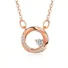 Wholesale Round Pendant Necklace For Women With Rhinestones In Copper Electroplated Finish, Featuring A Cable Chain
