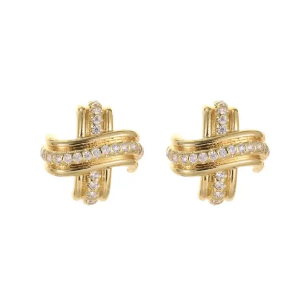 Wholesale Tassel Stud Earrings With Copper Craft And Zircon Inlay, Electroplated Finish, Featuring 925 Sterling Silver Ear Pins