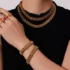 Wholesale Geometric Electroplated Jewelry Set For Women In 304 Stainless Steel With 18K Real Gold Plated PVD Coated Handmade Chain
