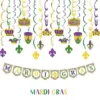 Wholesale Carnival Party Spiral Decoration Mardi Gras Paper Banner Masquerade Swirl Hanging Ornaments Festival Supplies
