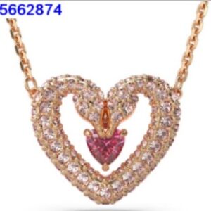 Hollow love diamond swan rose gold necklace