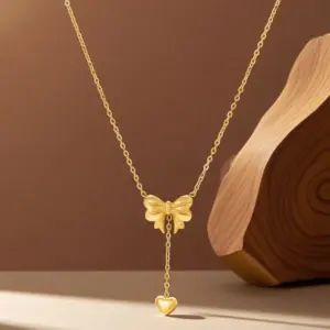 X0158-Bowknot-Necklace- Gold