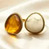 Wholesale Geometric Open Ring For Women In 304 Stainless Steel With PVD Coated Gold Plating And Resin Inlay, Exaggerated Style
