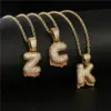 Wholesale Magma ABC Letter Pendant Necklace Zircon Gemstone Accessories Unisex Rose Gold Copper Material Brass Pendant