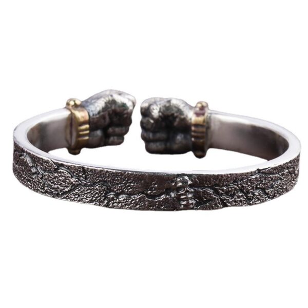 Wholesale Selling Power Holding Silver Bracelet Men's Personality Retro Solid Open Fist Power Fist Bracelet