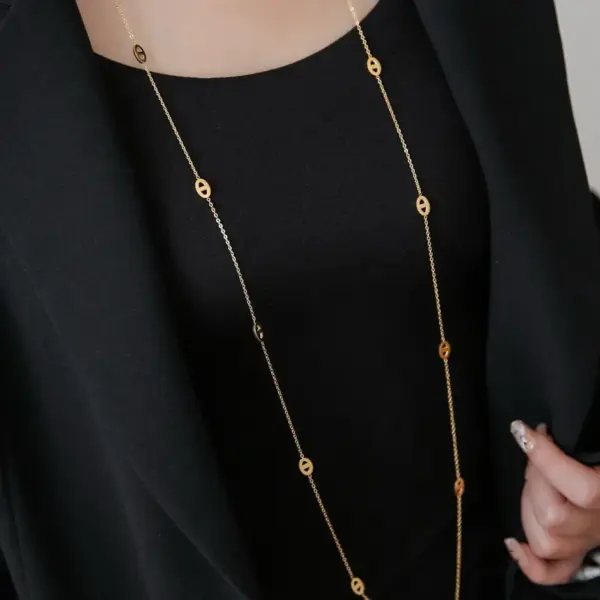 Wholesale Fashion Animal Titanium Steel Plating 18k Gold Plated Sweater Chain