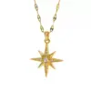 Wholesale Starburst Inlay Pendant Necklace For Women, 18K Gold Plated Copper With Artificial Rhinestones And Lip Chain