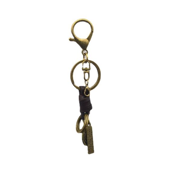 Wholesale Factory hand-woven key chain accessories lobster clasp retro versatile leather rope key chain semi-finished DIY hanging
