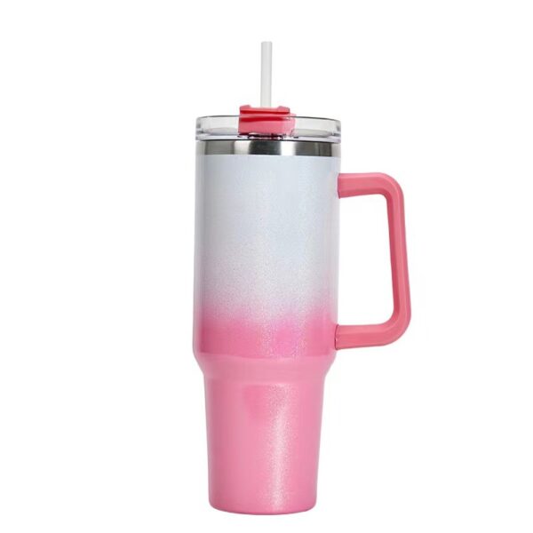 Wholesale 304 Stainless Steel Rainbow Paint 40oz Car Cup Straw Ice Cup Car Large Capacity Handle Thermos Cup