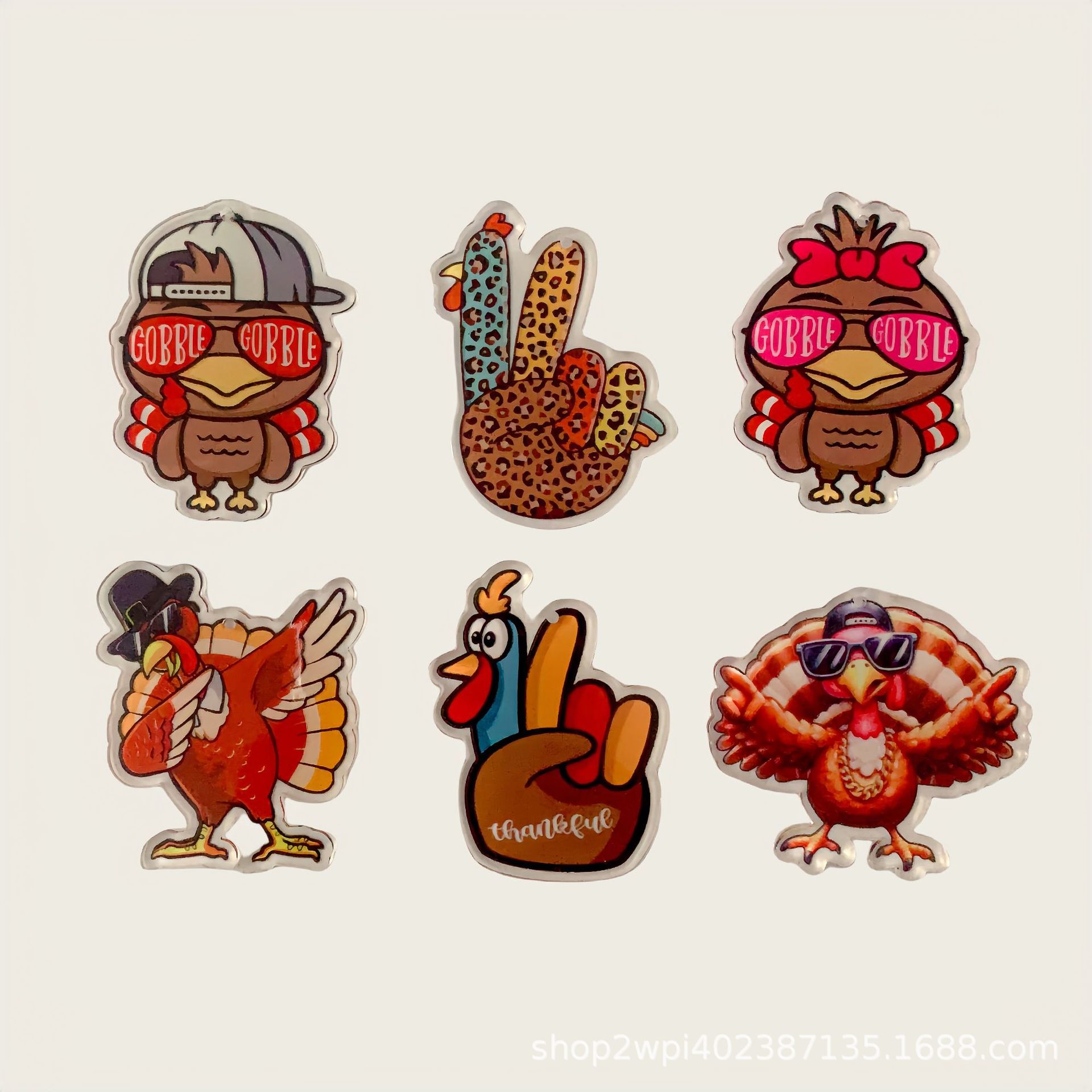 Wholesale Acrylic Carnival Thanksgiving Turkey Earrings Accessories DIY Earrings Pendant Mobile Phone Shell Pendant Accessories Accessories