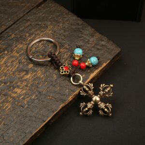 Cross lotus vajra + green bead rope