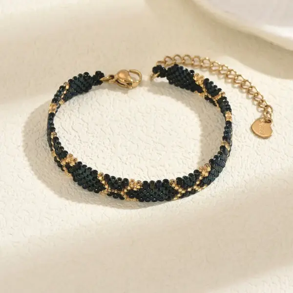 Wholesale British Style Ice Cream Beading Bracelet For Women In Coffer Color With Handmade Glass Chain And Artificial Crystal Inlay