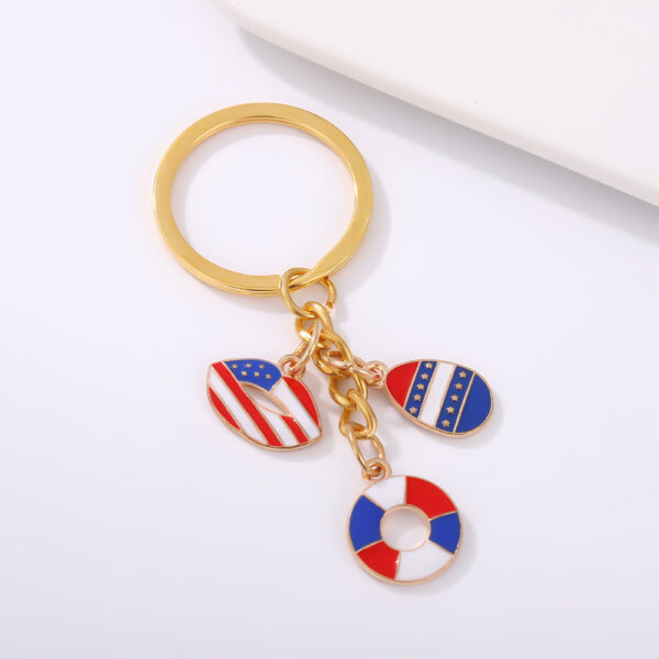 Wholesale US Independence Day Event Commemorative Key Chain Gift Heart-shaped Alloy Oil Dropping Women's Bag Decorative Pendant