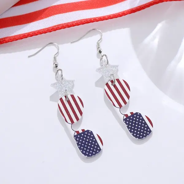 Wholesale Retro White Acrylic Star Drop Earrings For Women With 304 Stainless Steel Ear Pins Featuring Print Design
