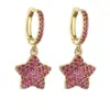 Wholesale Elegant Classic Style Star Copper Inlay Zircon Drop Earrings 1 Pair
