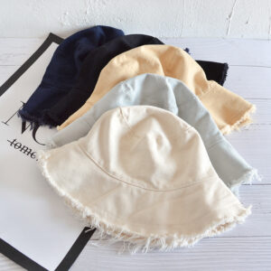 Wholesale Japanese Style Raw Edge Fisherman Hat Women's Summer Sunshade Hat Simple Casual Hat Framed Edge Basin Hat Foldable Washed Cloth Hat