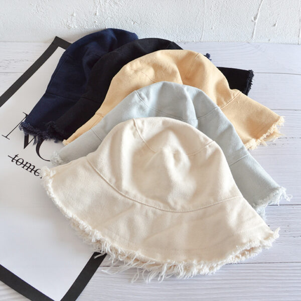 Wholesale Japanese Style Raw Edge Fisherman Hat Women's Summer Sunshade Hat Simple Casual Hat Framed Edge Basin Hat Foldable Washed Cloth Hat