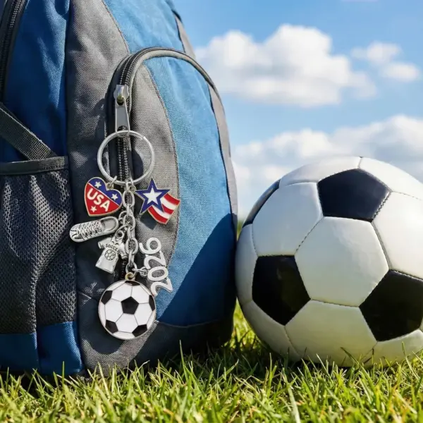 Wholesale Backpack Pendant Oil Drop Mini Football Keychain Pendant American Flag Alloy Handmade Football Enthusiast