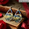 Wholesale Retro Multicolor Water Droplets Drop Earrings With Acrylic Print, Featuring 304 Stainless Steel Ear Pins For Women